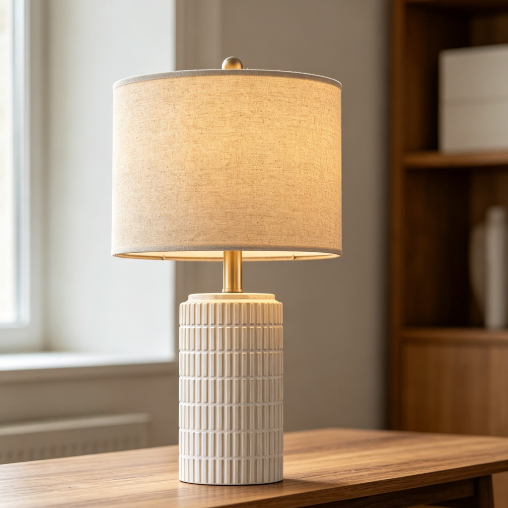 23" White Ceramic Bedside Table Lamp