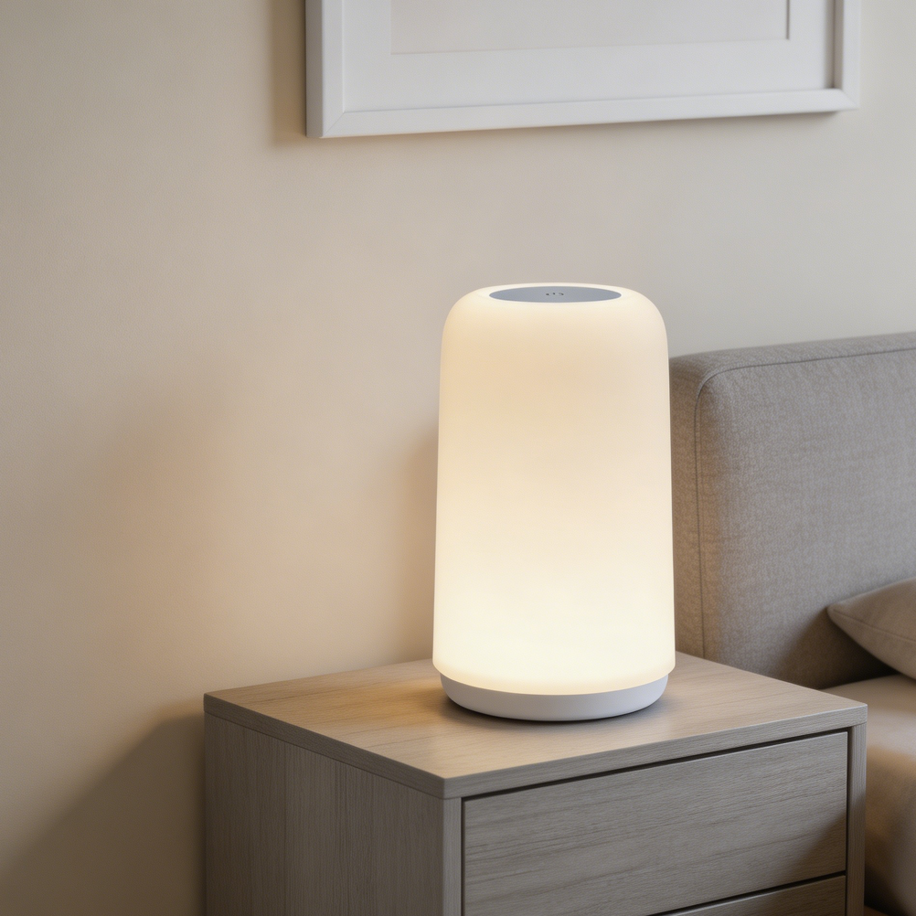 Minimalist Bedside Table Lamp with Square Fabric Shade